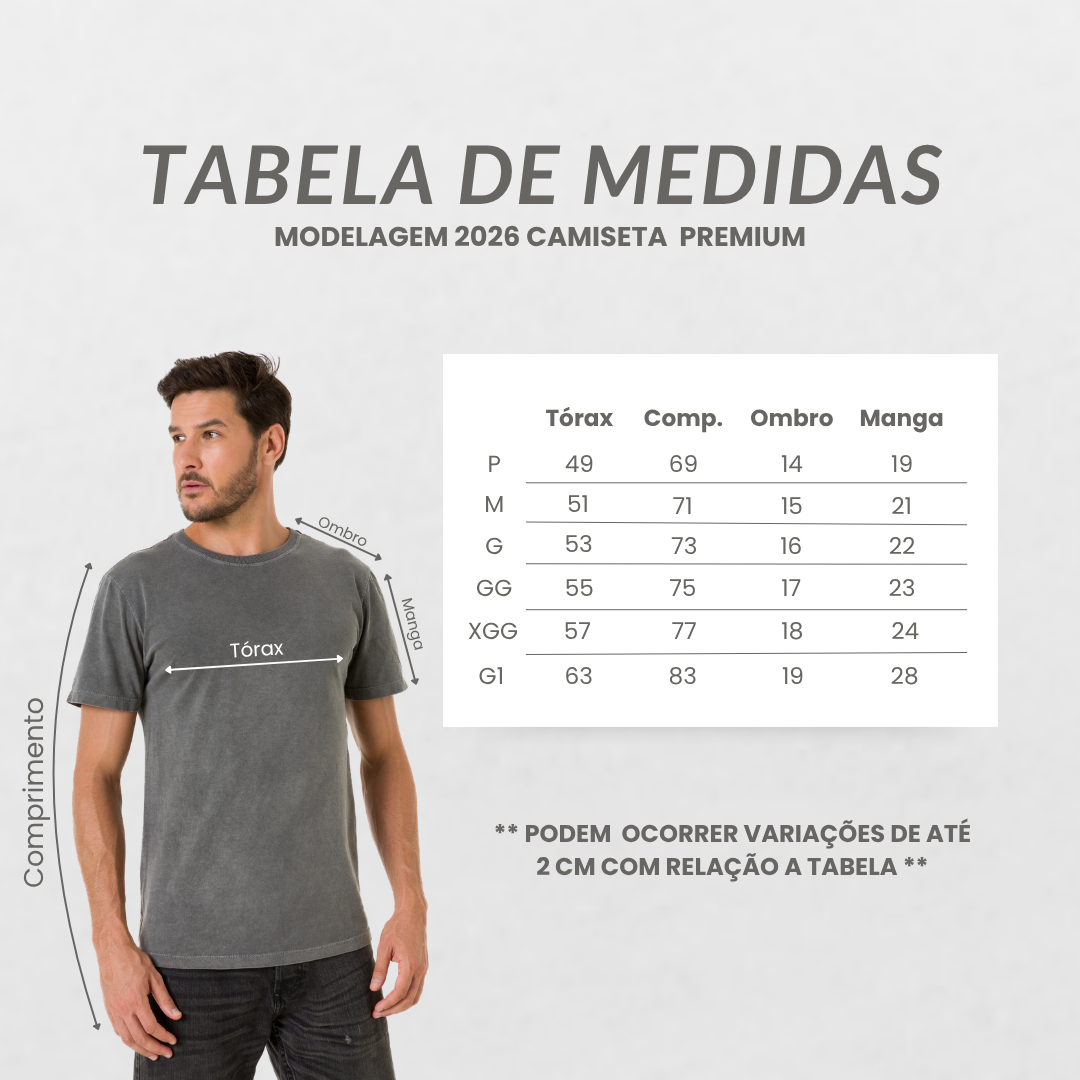 Tabela de medidas - Camiseta Premium