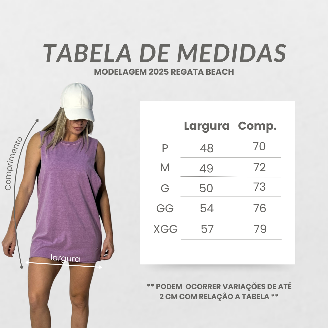 Tabela de medidas - Regata Beach