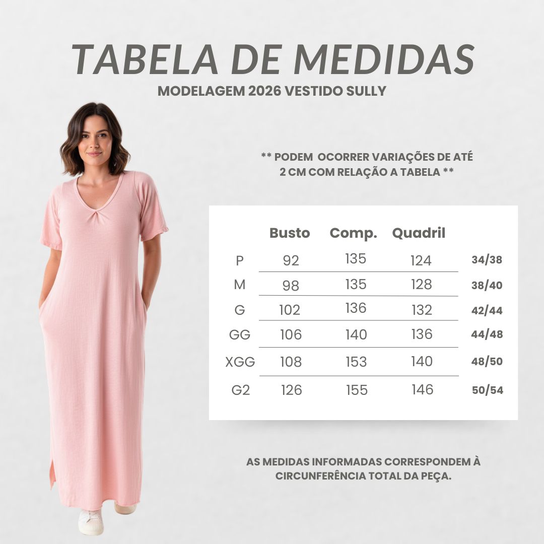 Tabela de medidas - Vestido Sully